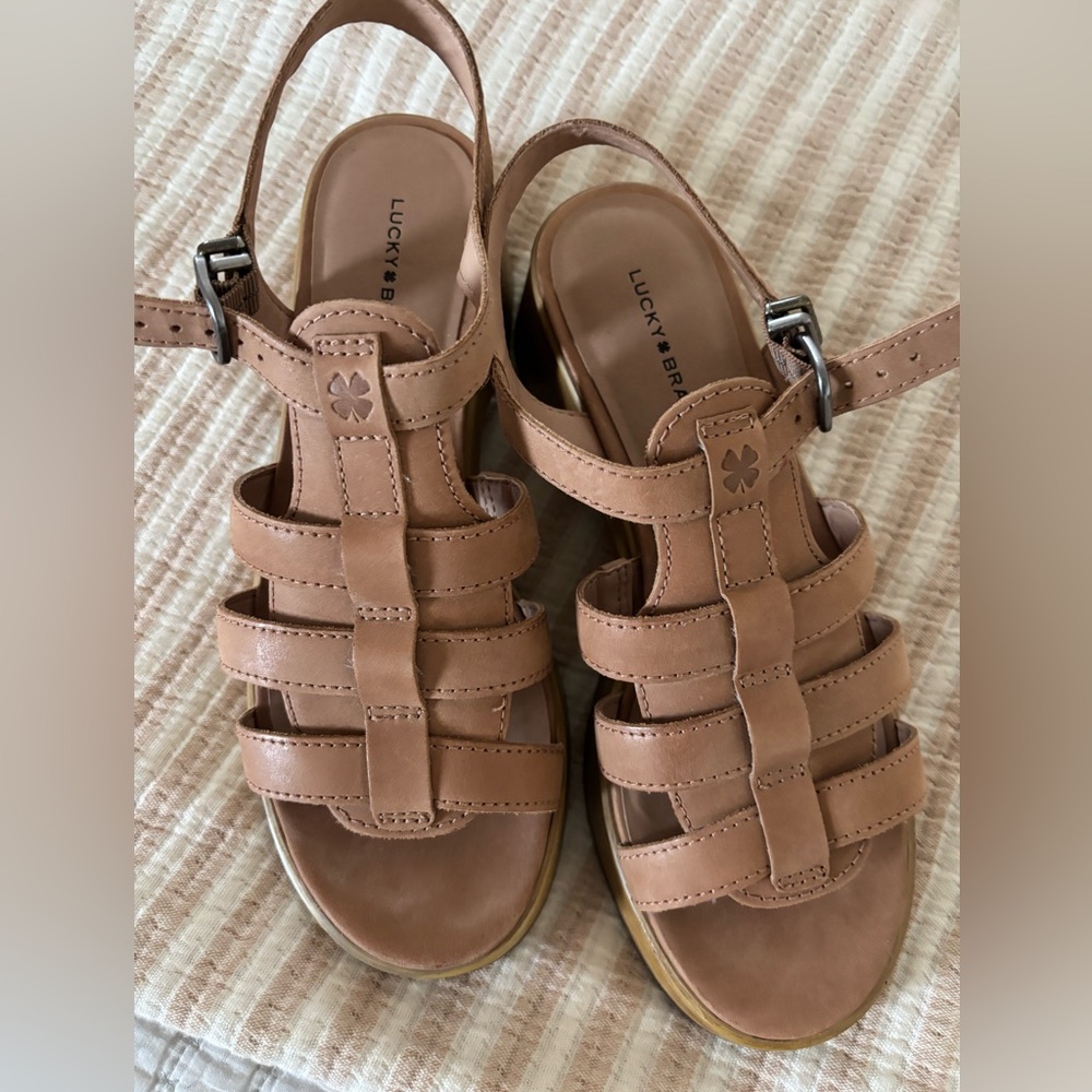 Lucky Brand Brown Leather Strappy Sandals